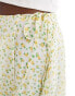 Wednesday's Girl floral print tie detail mini skirt in white and yellow