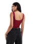 ASOS DESIGN structured cami top with contrast bow detail in wine