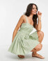 ASOS DESIGN strappy mini skater sundress in sage green