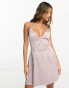 Vesper satin cami skater mini dress in dusky lilac