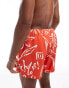 ASOS DESIGN swim shorts in short length in red floral print