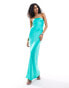 Pretty Lavish hammered satin maxi dress in jade green