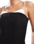 Extro & Vert Tall corset top with black bra detail in black & white co-ord