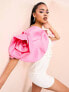 ASOS LUXE corsage sleeve belted mini dress in white & pink