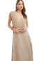 ASOS DESIGN crochet bodice maxi dress with tiered skirt in stone