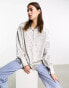 ASOS DESIGN textured metallic oversized shirt in silver