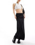 COLLUSION satin wrap slip skirt with tie waist in black