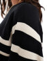 Object oversized knitted stripe jumper black