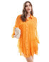 ASOS DESIGN chiffon smock mini shirt dress in tangerine