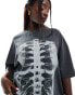 ASOS DESIGN Curve Halloween oversized t-shirt with xray skeleton print in washed charcoal