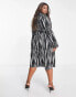 ASOS DESIGN Curve midi wrap dress with belt in mono abstract print