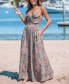 Women's Pink Floral Sweetheart Twist & Keyhole Maxi Beach Dress