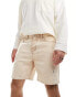 Liquor N Poker distressed cross denim shorts in beige