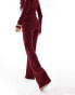 Simmi knitted flared trousers co-ord in burgundy