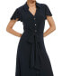 Women's Button-Front Tie-Waist Flutter-Sleeve Dress