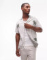 Topman knitted revere polo with palm embroidery in white