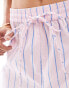 ASOS DESIGN cotton short co-ord in pink and blue stripe