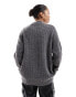 Selected Femme crew neck merino wool blend jumper in texture grey