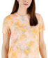 Women's Printed Birdseye-Mesh Short-Sleeve Top, Created for Macy's