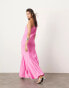 ASOS EDITION one shoulder seam detail maxi dress with full skirt in pink