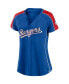 Women's Royal and Red Texas Rangers True Classic League Diva Pinstripe Raglan V-Neck T-shirt