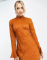 ASOS DESIGN high neck maxi dress with flared cuff in rust spot