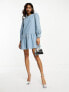 Never Fully Dressed embellished smock mini dress in denim jacquard