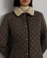 Petite Faux-Sherpa-Collar Quilted Coat