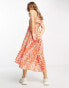 ASOS DESIGN open back tiered hi low hem maxi dress in red floral print