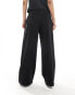 Stradiarius Petite tailored pleat front trouser in black