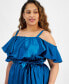 Plus Size Ruffled Square-Neck Cold-Shoulder Midi Dress