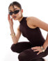 Simmi high neck sleeveless jersey jumpsuit in chocolate