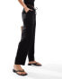 Mango linen look cropped relaxed trousers in black