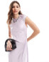 Bardot open back satin maxi dress in lilac