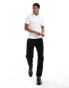 River Island muscle fit pointelle polo shirt in white