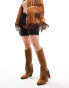 Glamorous Wide Fit knee western boots in off white