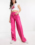 Only Hope high waisted faux leather trousers in bright pink