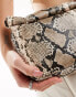 ASOS DESIGN roll top clutch bag in neutral snake print