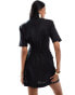 & Other Stories linen mini blazer dress with asymmetric wrap in black