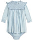 Baby Smocked Ruffle-Trim Cotton Chambray Dress with Matching Bloomer