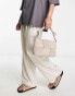 ASOS DESIGN leather and suede weave crossbody bag with knotted top handle and detachable crossbody bag strap in stone