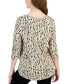 Petite Printed 3/4-Sleeve Rayon Span Top, Created for Macy's