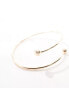 ASOS DESIGN Curve arm cuff with wraparound design with ball ends in gold tone