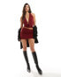 ASOS DESIGN low rise ultra mini skirt in burgundy co-ord