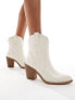 Glamorous Wide Fit western ankle boots in cream