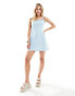 ASOS DESIGN Petite cotton linen ruffle trim mini in boyfriend blue