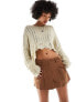 Daisy Street mini pleated skirt in tan brown