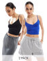 Stradivarius polyamide cami top 2 pack in black & blue