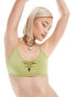 Monki mix and match underwire bikini top in light khaki green