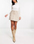 ONLY mid waist pleated mini skirt in beige